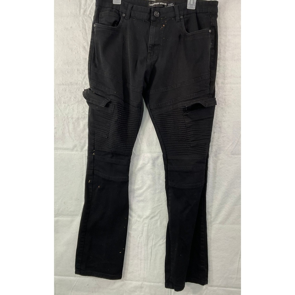 Legendary Status Cargo Pants Mens 35 Black Moto Ribbed Grunge Streetwear Utility